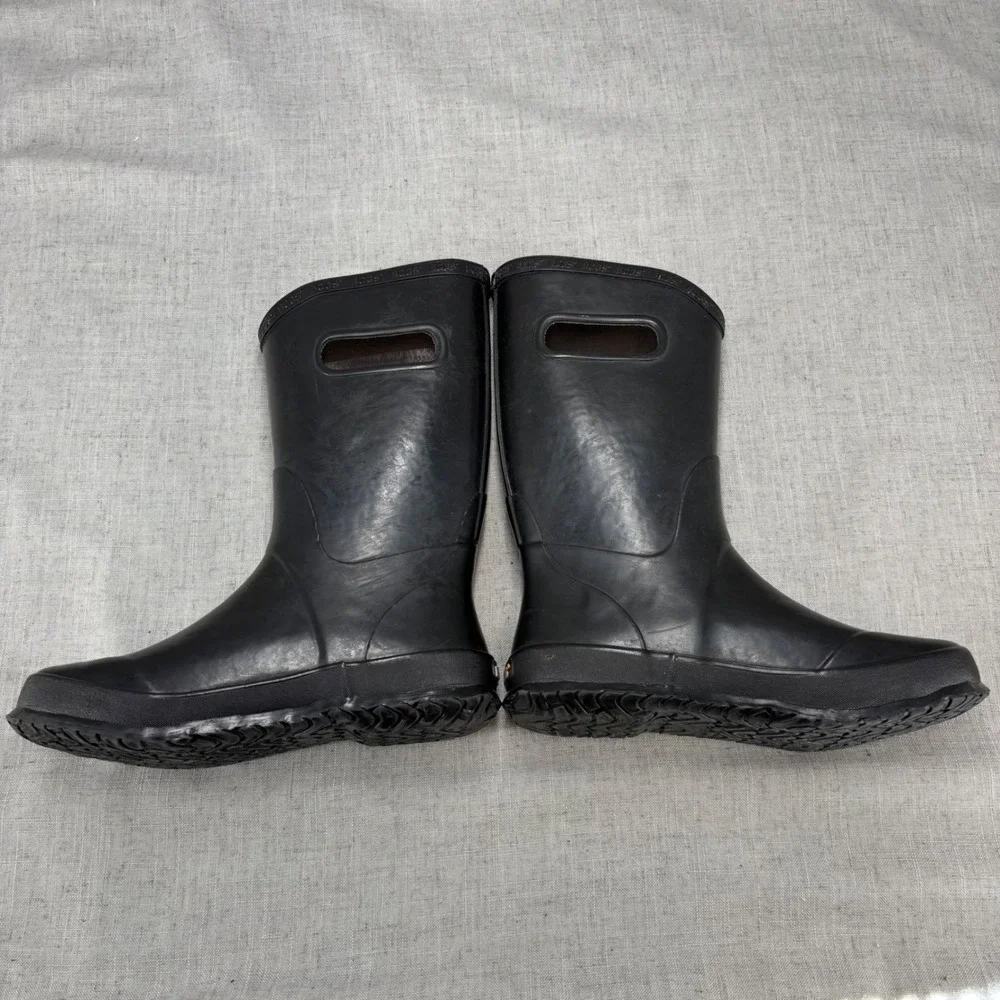 Bogs Classic Rain Boot Black Rubber Waterproof Pull On Handles Youth Size 5
